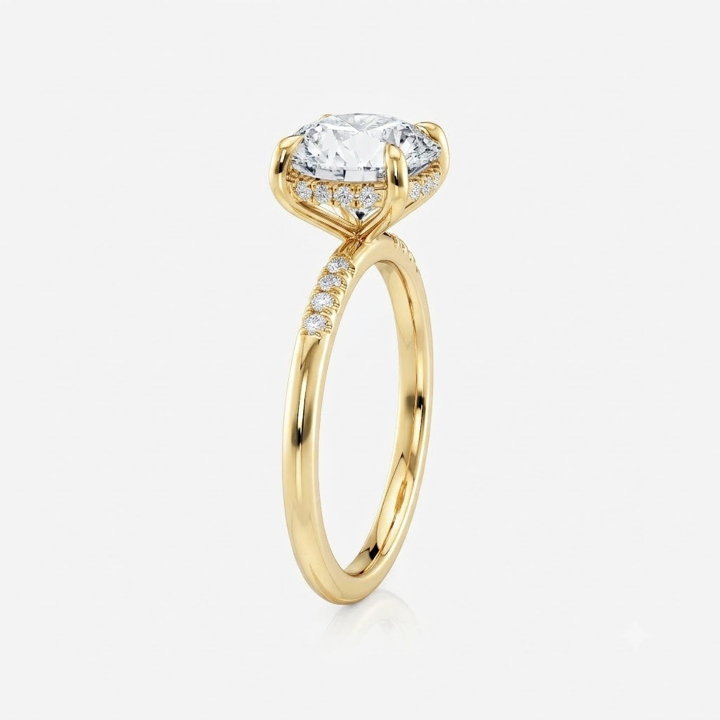 Pavé Oval Hidden Halo Moissanite Engagement Ring side view South Africa