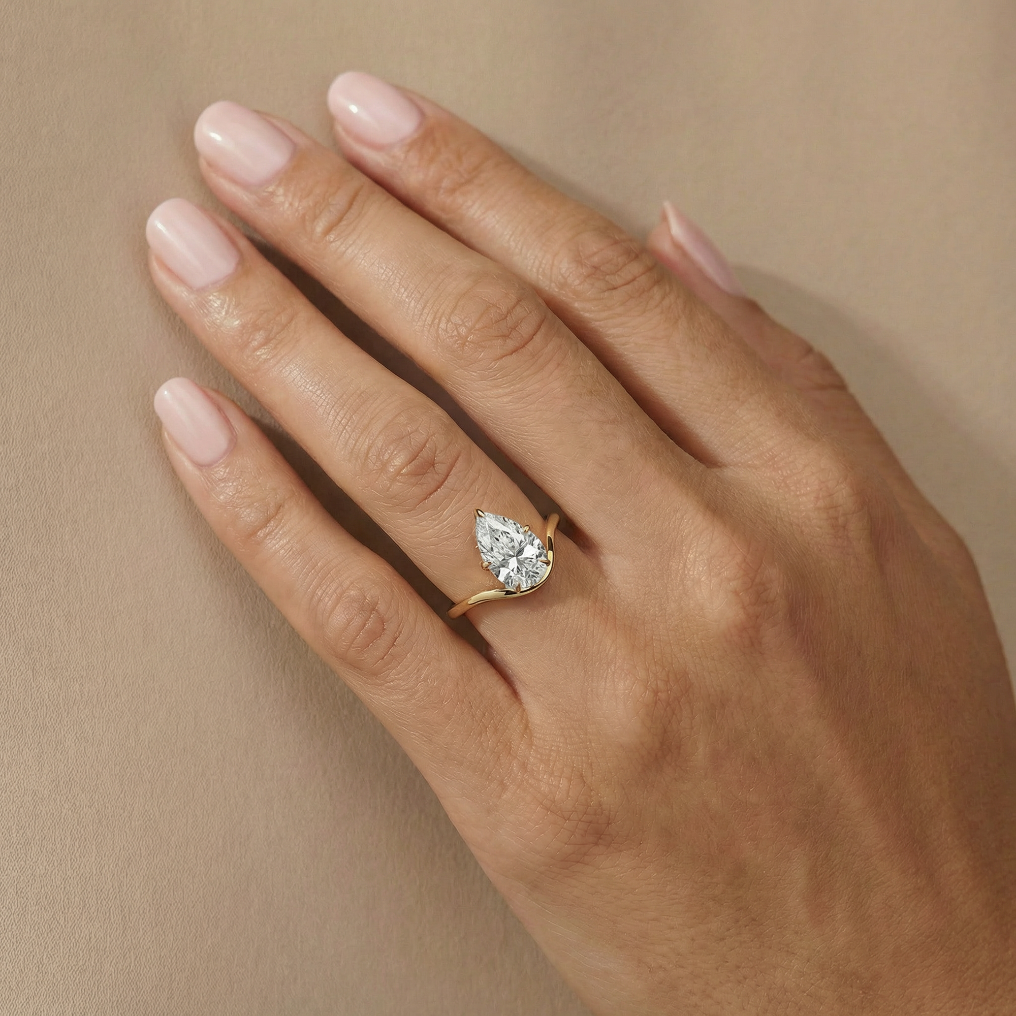 Curved Pear Lab Diamond Engagement Ring South Africa