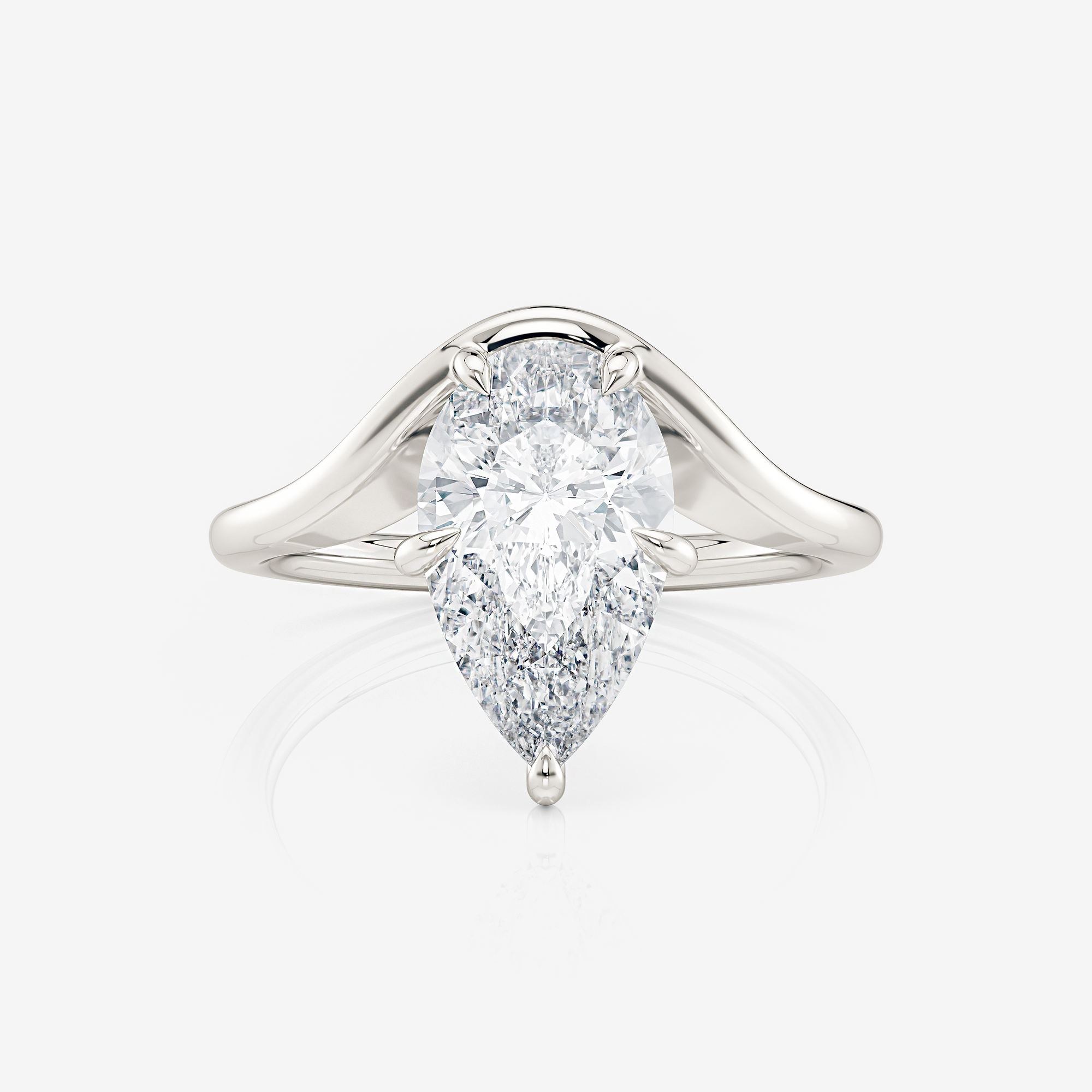 White gold Curved Pear Lab Diamond Engagement Ring South Africa