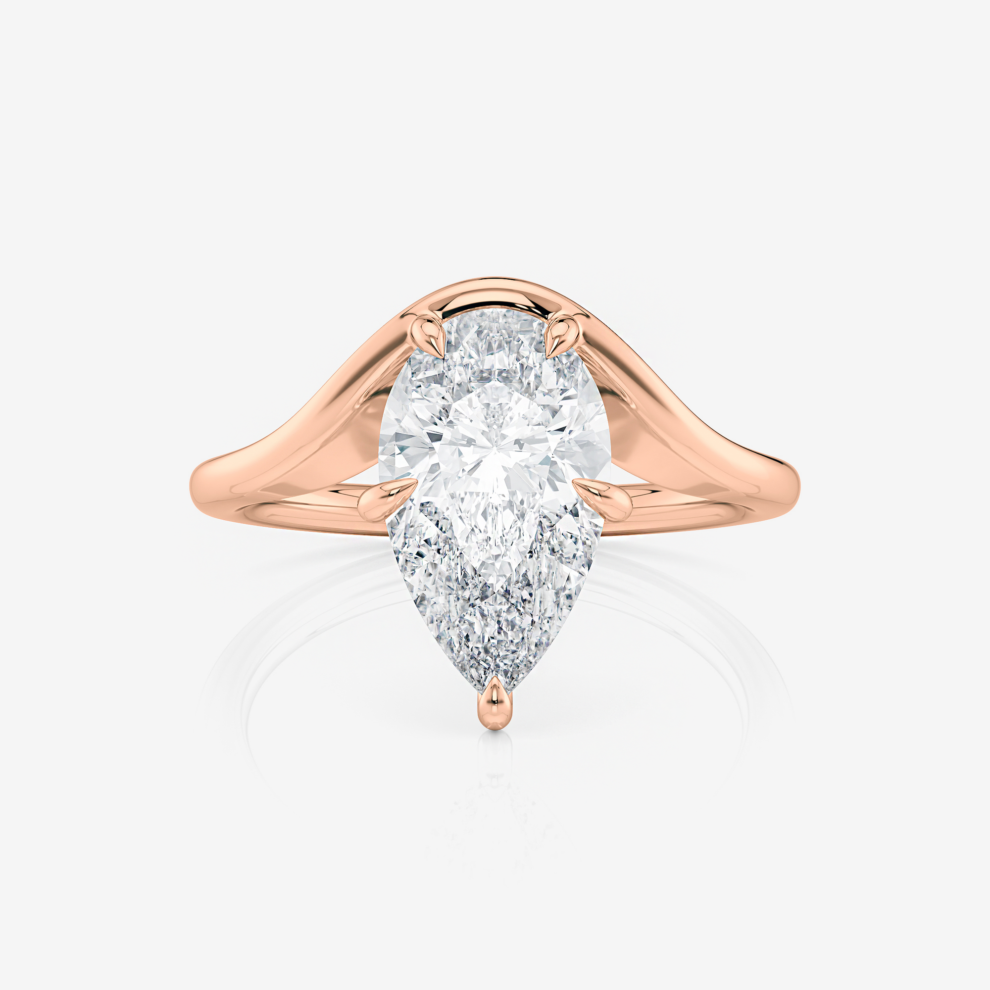 Curved Pear Lab Diamond Engagement Ring