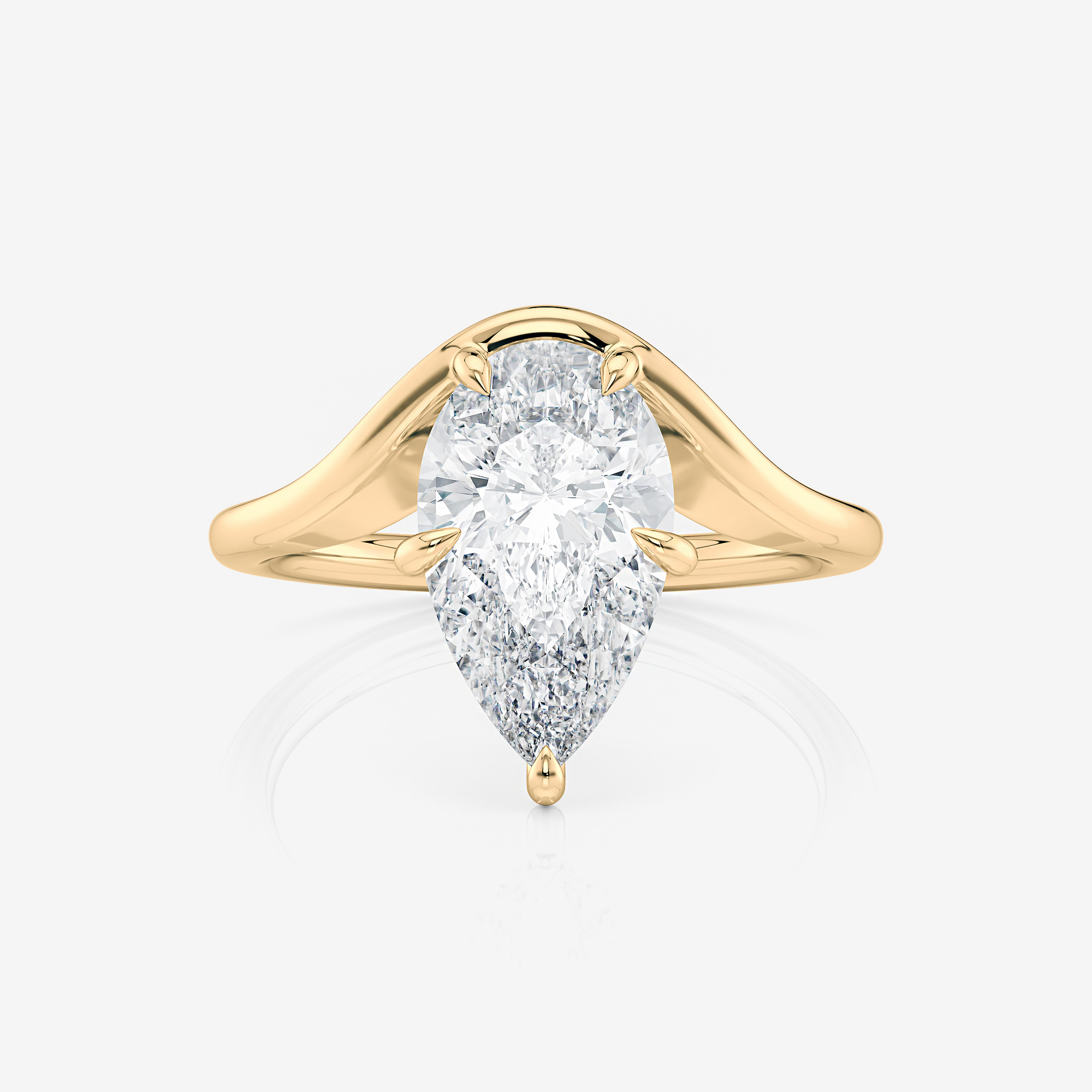 yellow gold Curved Pear Lab Diamond Engagement Ring South Africa