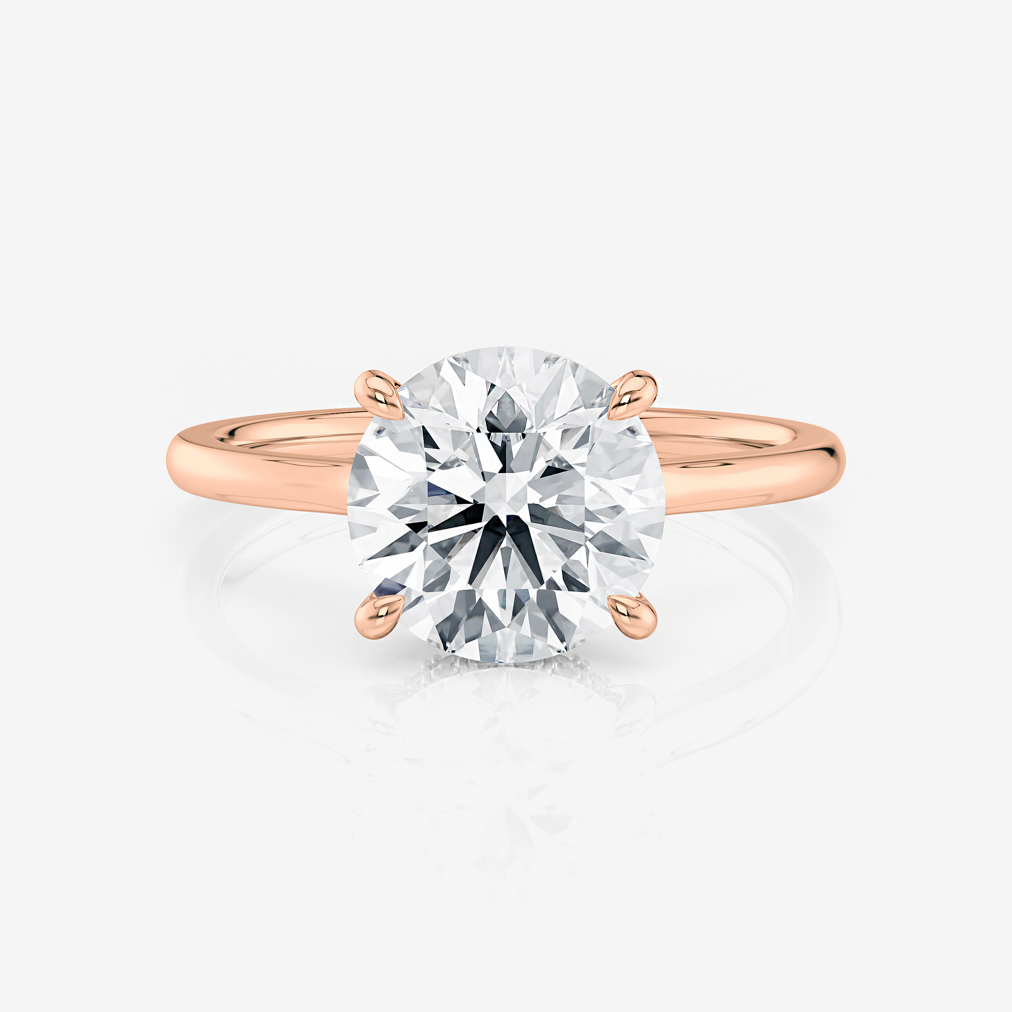 Round Cathedral Solitaire Moissanite Engagement Ring