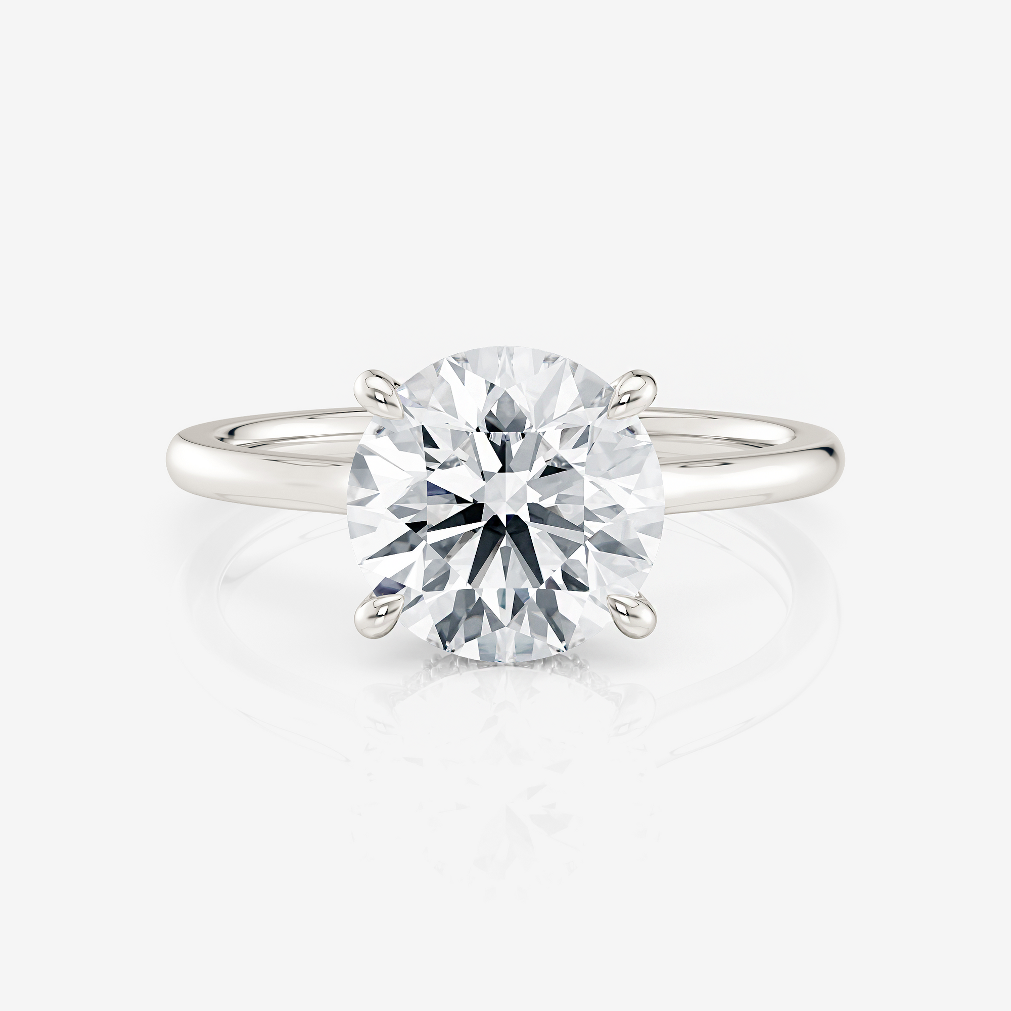 Round Cathedral Solitaire Moissanite Engagement Ring