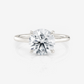 Round Cathedral Solitaire Moissanite Engagement Ring