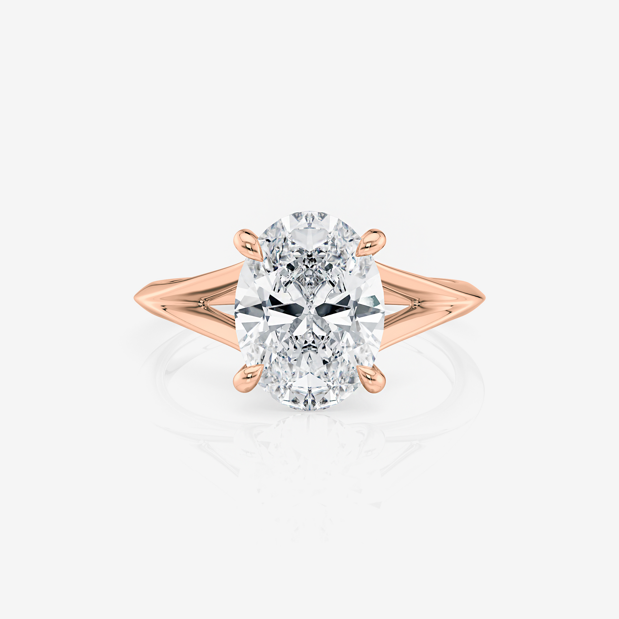 rose gold Oval Split Shank Solitaire Moissanite Engagement Rings South Africa Moissanite By Design