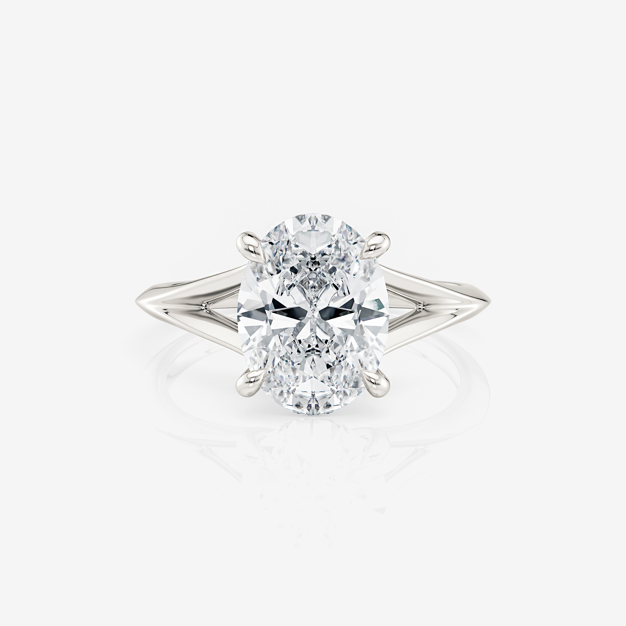white gold Oval Split Shank Solitaire Moissanite Engagement Rings South Africa Moissanite By Design