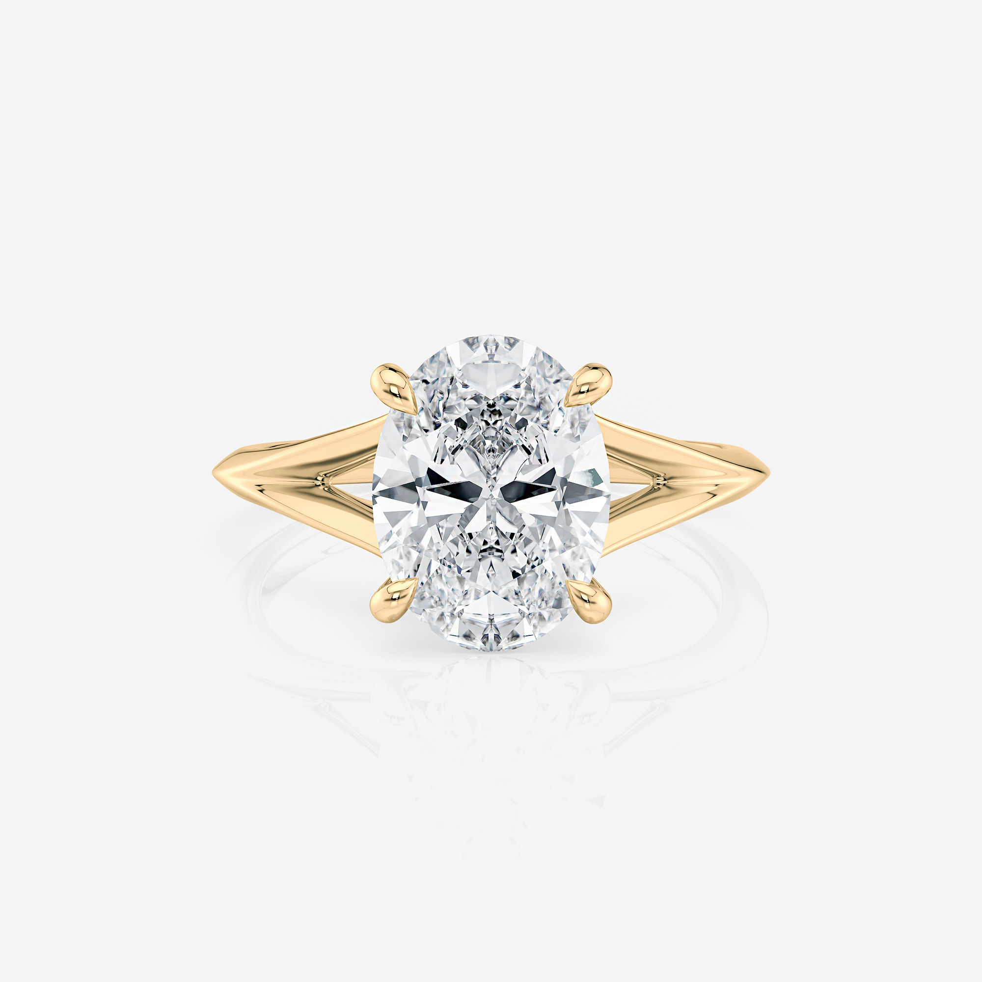 yellow gold Oval Split Shank Solitaire Moissanite Engagement Rings South Africa Moissanite By Design