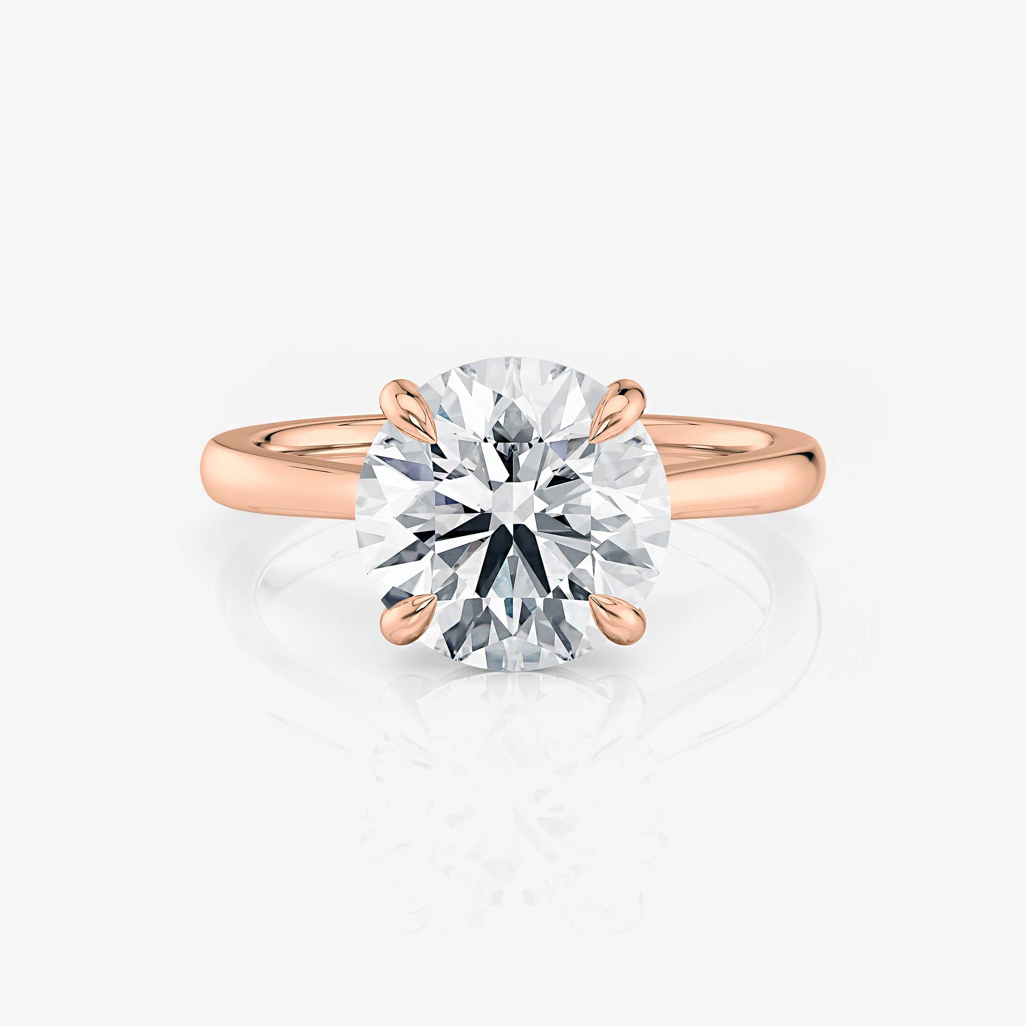 rose gold Round Tapered Cathedral Solitaire Moissanite Engagement Ring South Africa Moissanite By Design