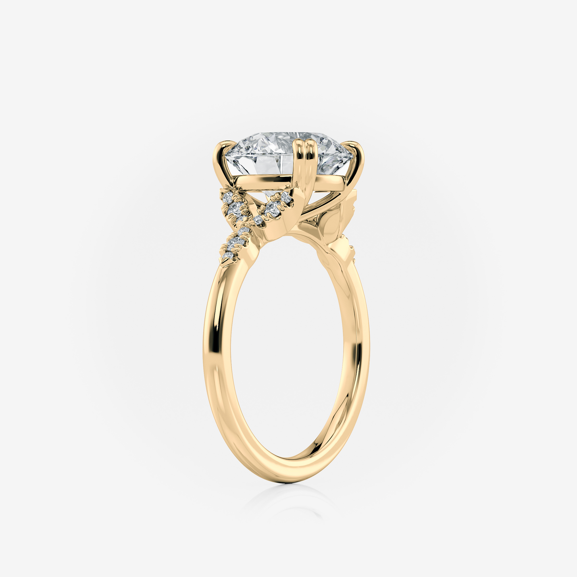 Round Side Stone Double Claw Moissanite Engagement Ring South Africa Moissanite by Design
