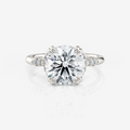 white gold Round Side Stone Double Claw Moissanite Engagement Ring South Africa Moissanite by Design
