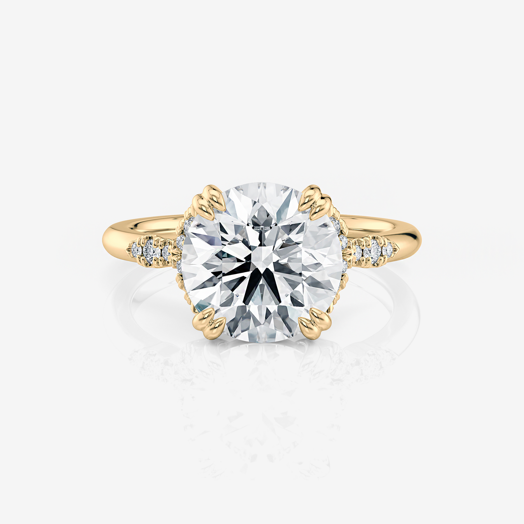 yellow gold Round Side Stone Double Claw Moissanite Engagement Ring South Africa Moissanite by Design