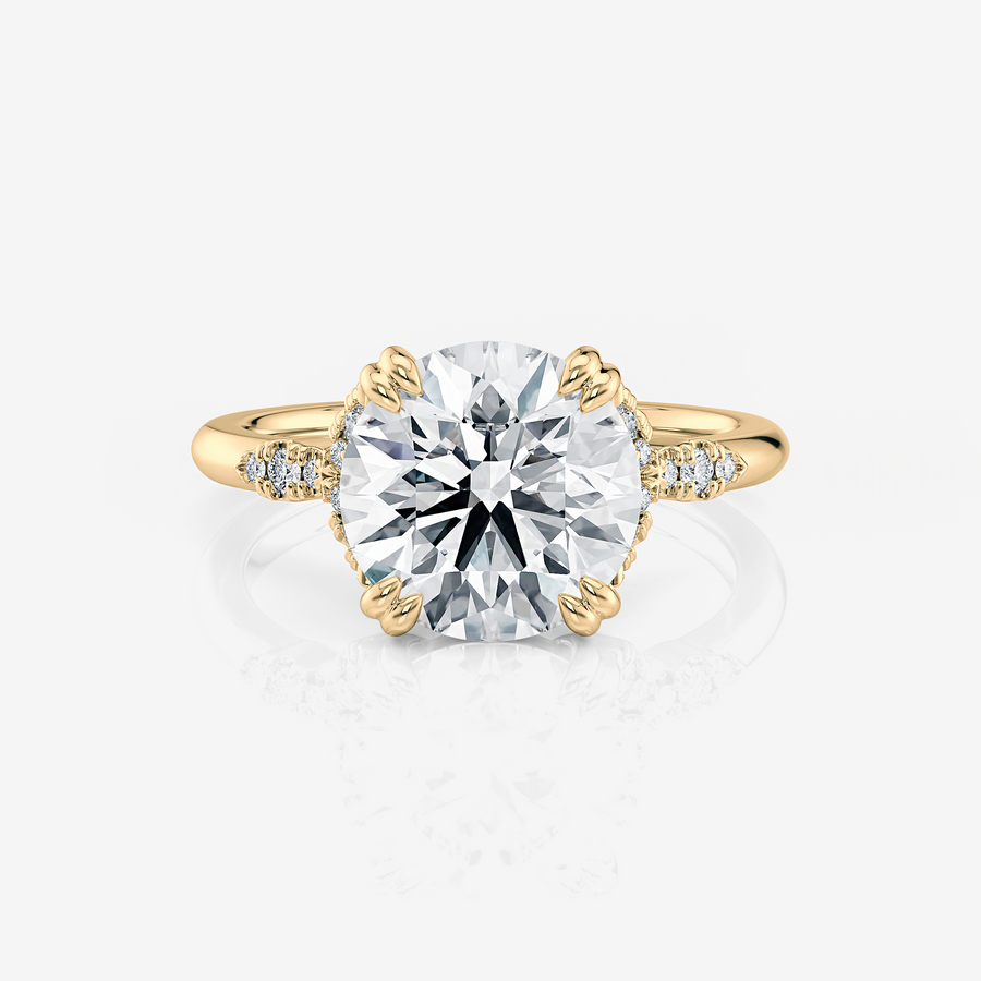 yellow gold Round Side Stone Double Claw Moissanite Engagement Ring South Africa Moissanite by Design