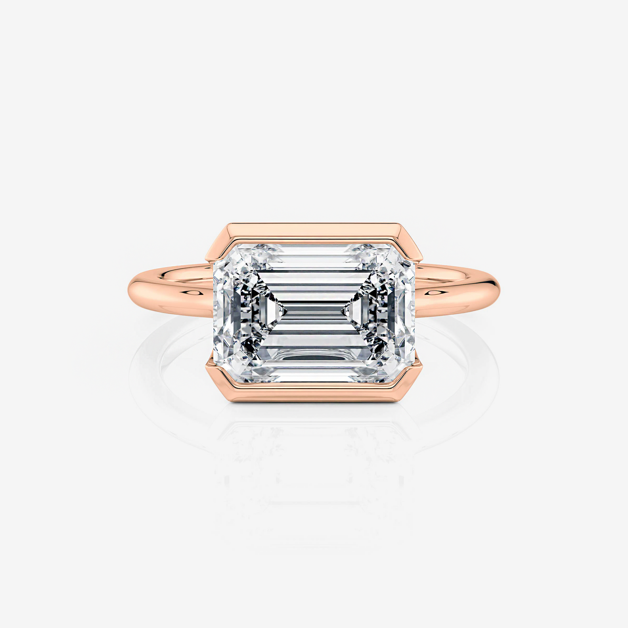rose Gold Emerald Half Bezel Solitaire Moissanite Engagement Ring South Africa Moissanite By Design