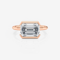 rose Gold Emerald Half Bezel Solitaire Moissanite Engagement Ring South Africa Moissanite By Design