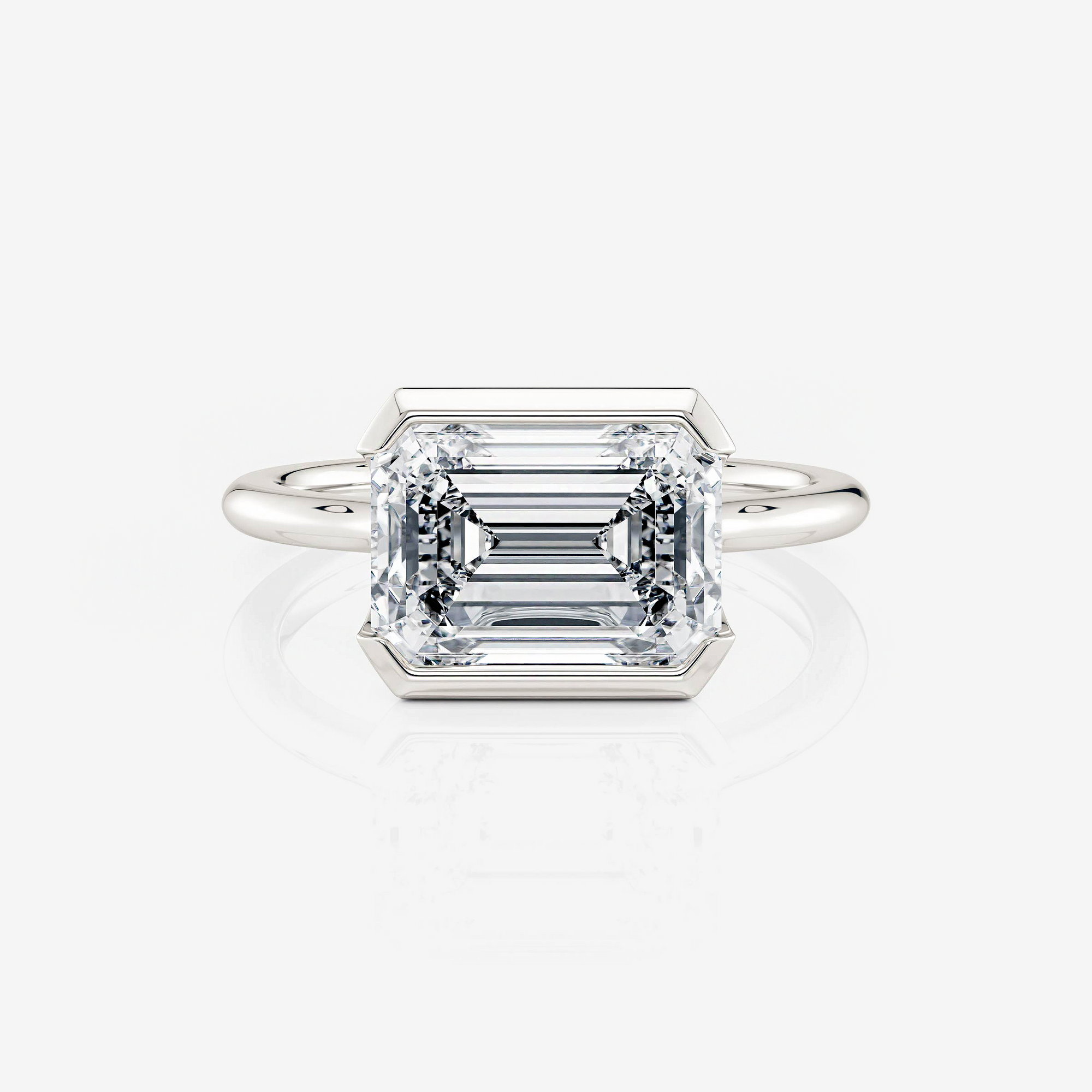 white Gold Emerald Half Bezel Solitaire Moissanite Engagement Ring South Africa Moissanite By Design