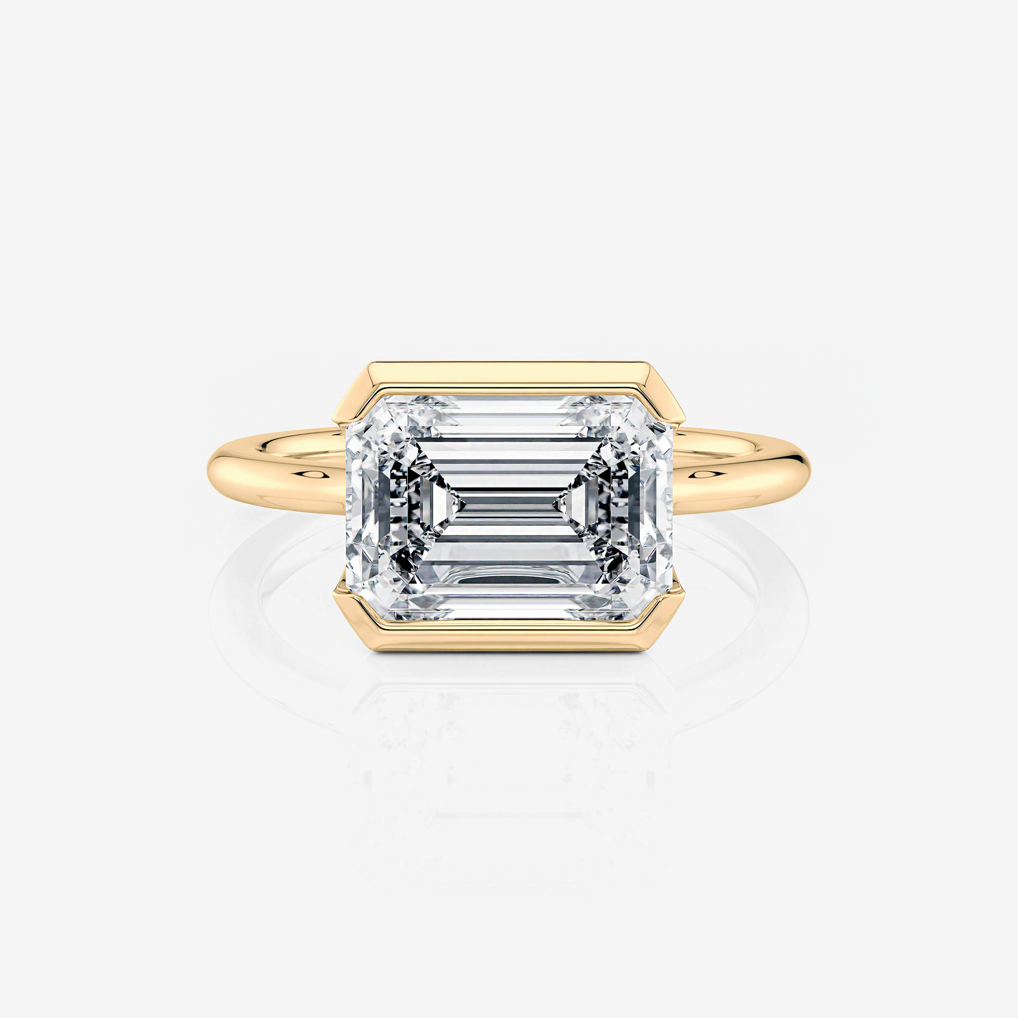 yellow Gold Emerald Half Bezel Solitaire Moissanite Engagement Ring South Africa Moissanite By Design
