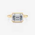 yellow Gold Emerald Half Bezel Solitaire Moissanite Engagement Ring South Africa Moissanite By Design