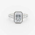 White gold Side Stone Emerald Bezel Moissanite Engagement Ring South Africa Moissanite BY Design