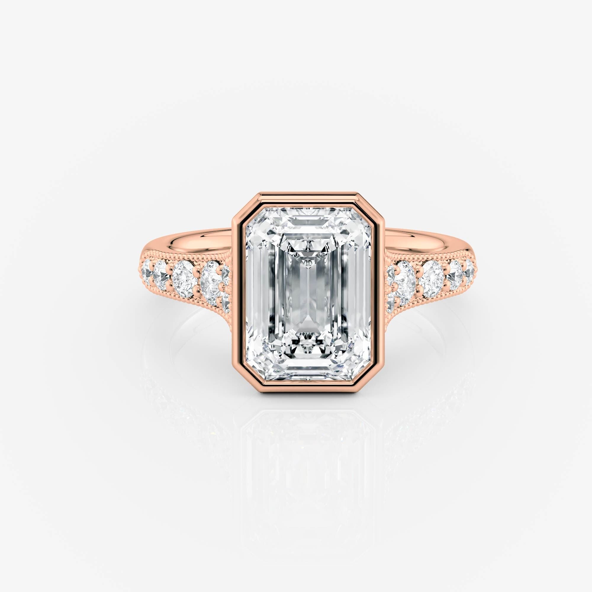 rose gold Side Stone Emerald Bezel Moissanite Engagement Ring South Africa Moissanite BY Design