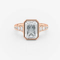rose gold Side Stone Emerald Bezel Moissanite Engagement Ring South Africa Moissanite BY Design