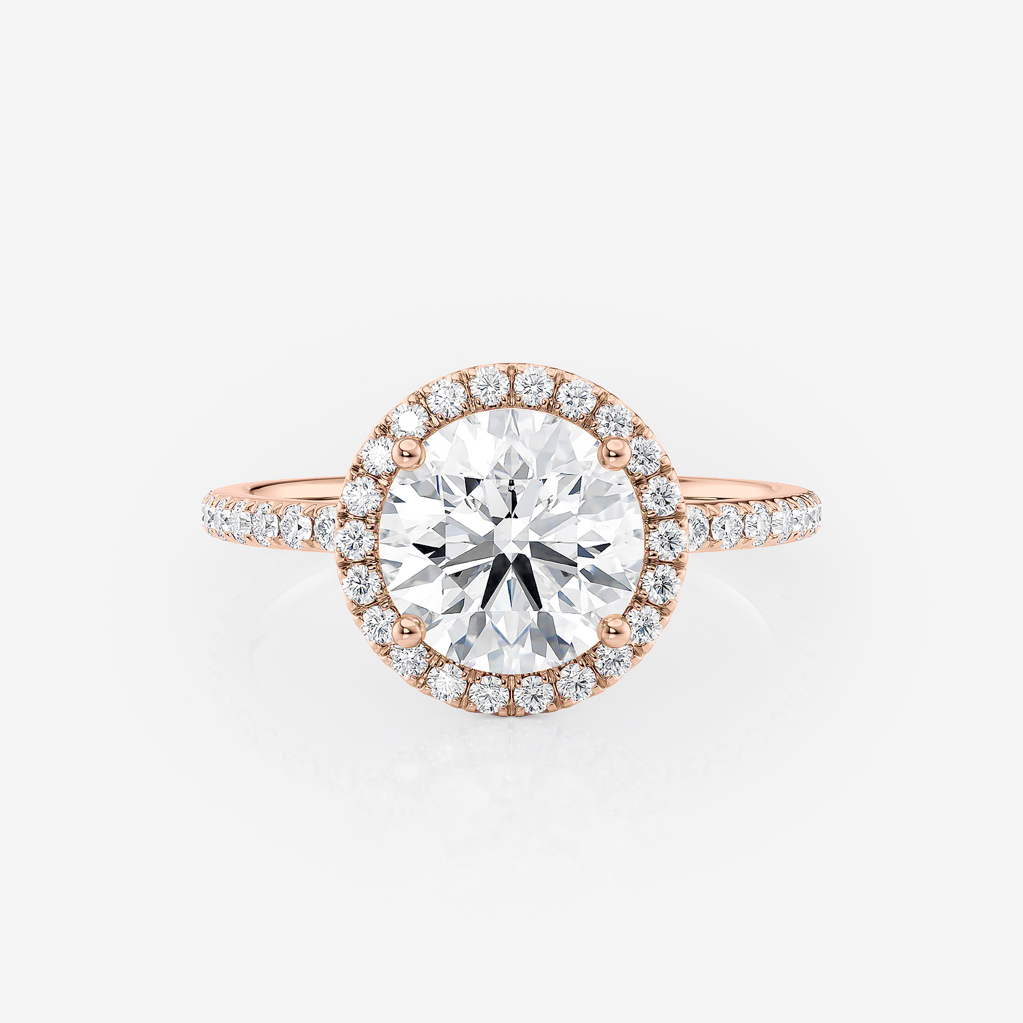 ROSE Gold Round Halo Pave Lab Diamond Engagement Ring South Africa