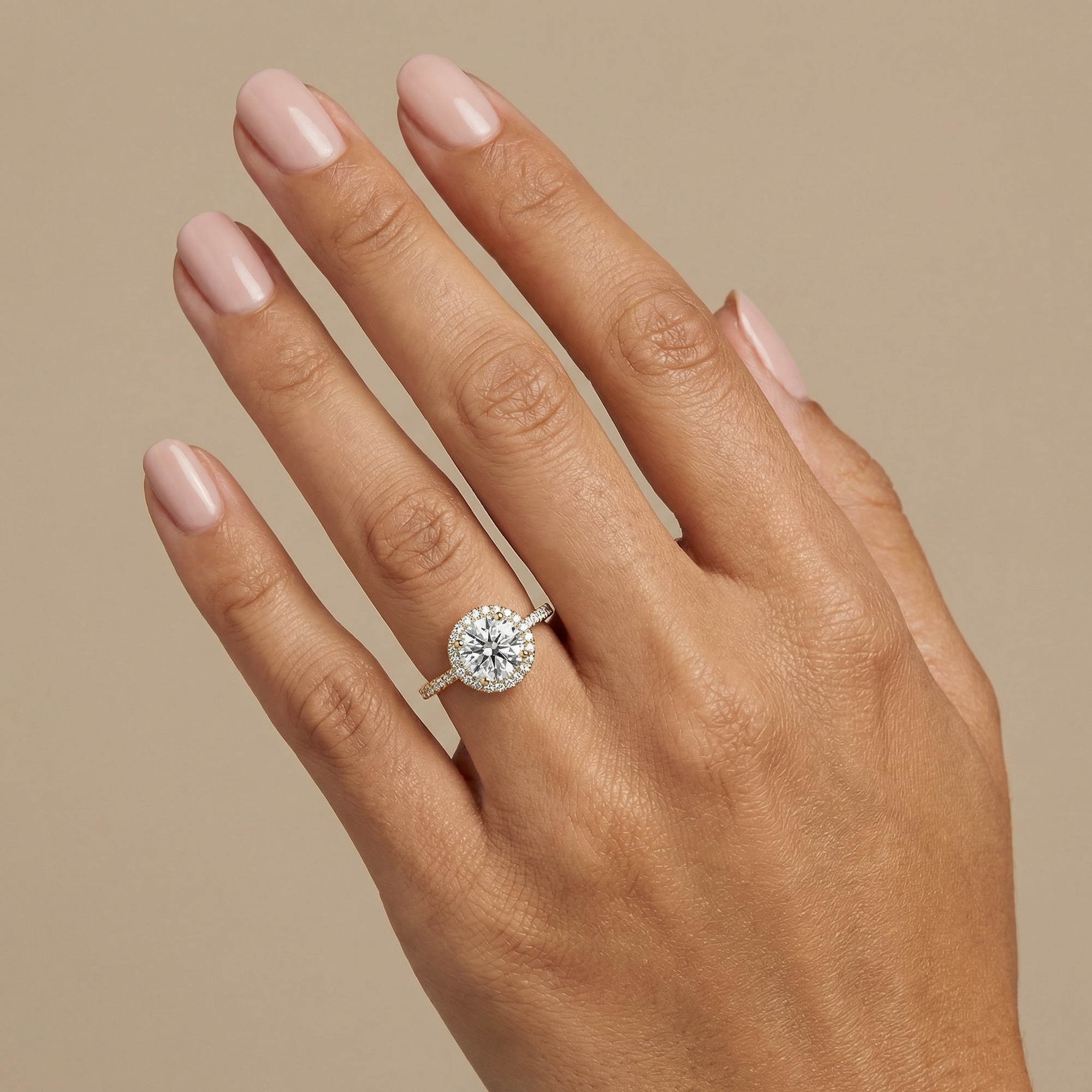 Round Halo Pave Lab Diamond Engagement Ring South Africa