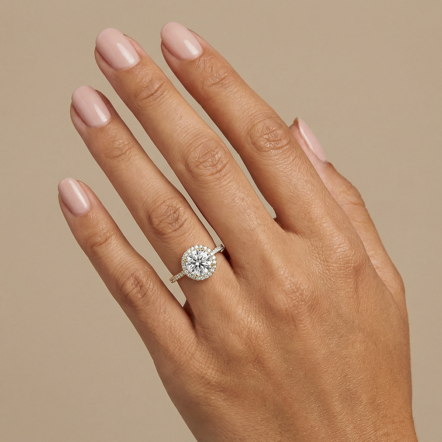 Round Halo Pave Lab Diamond Engagement Ring South Africa