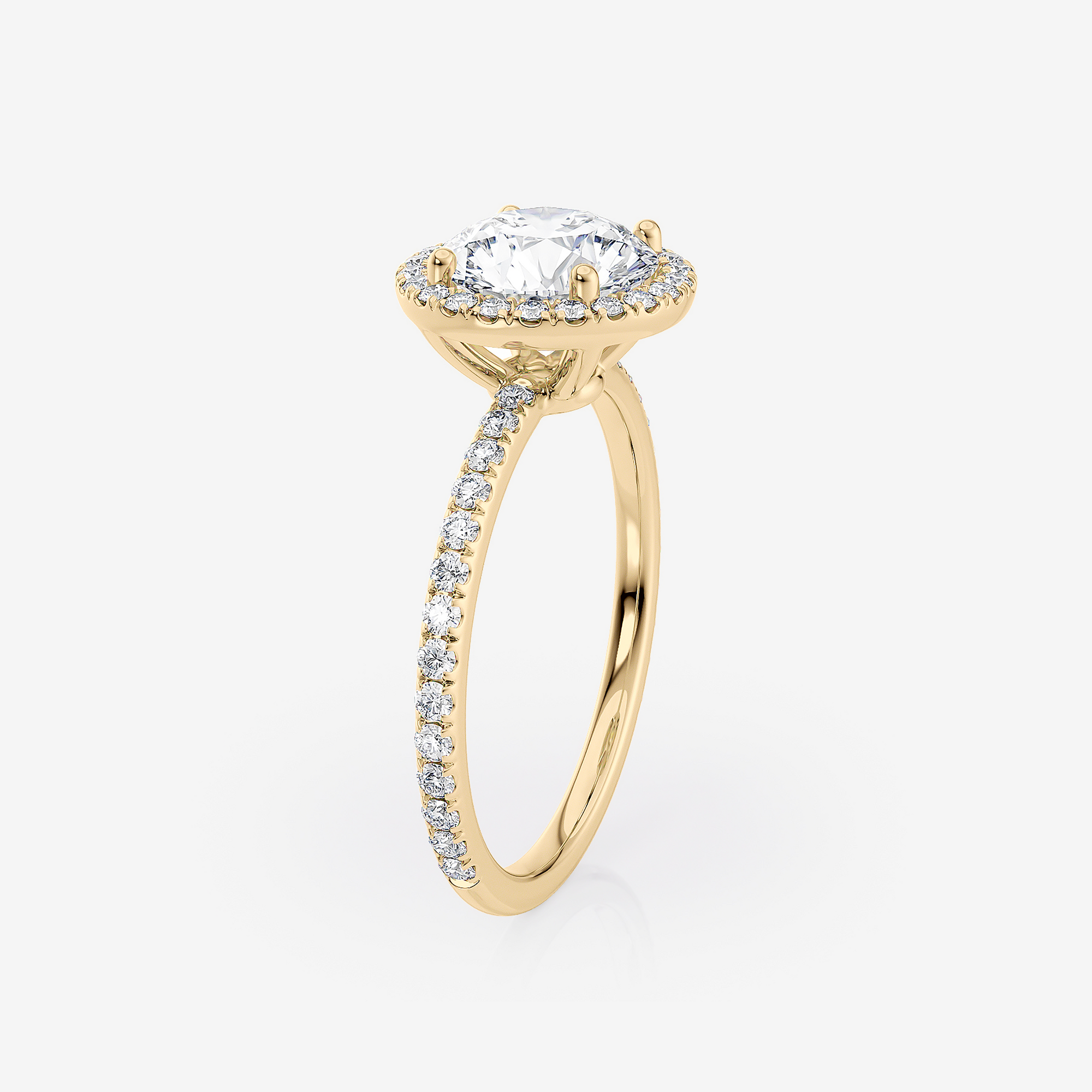 Round Halo Pave Lab Grown Diamond Engagement Ring South Africa