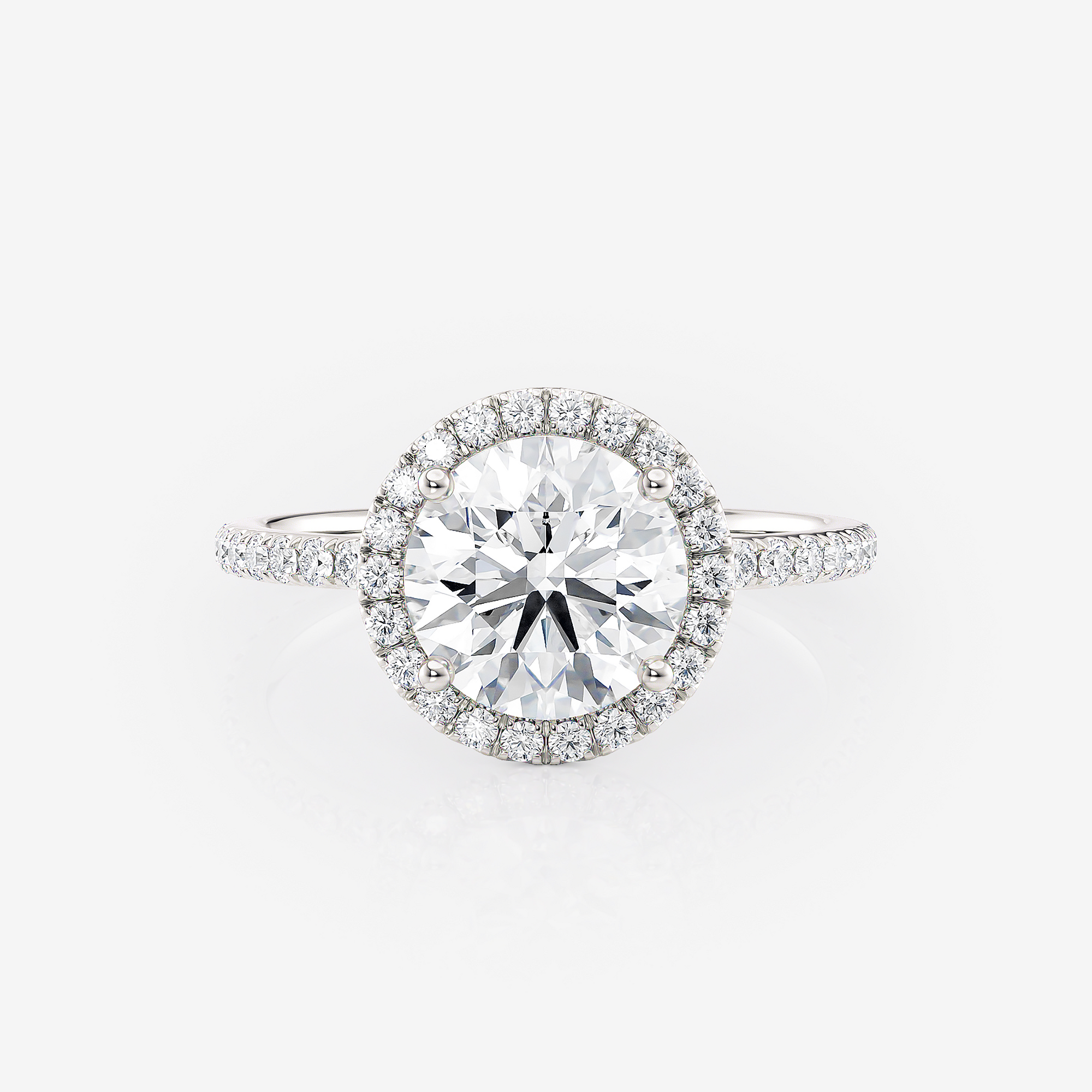White Gold Round Halo Pave Lab Diamond Engagement Ring South Africa