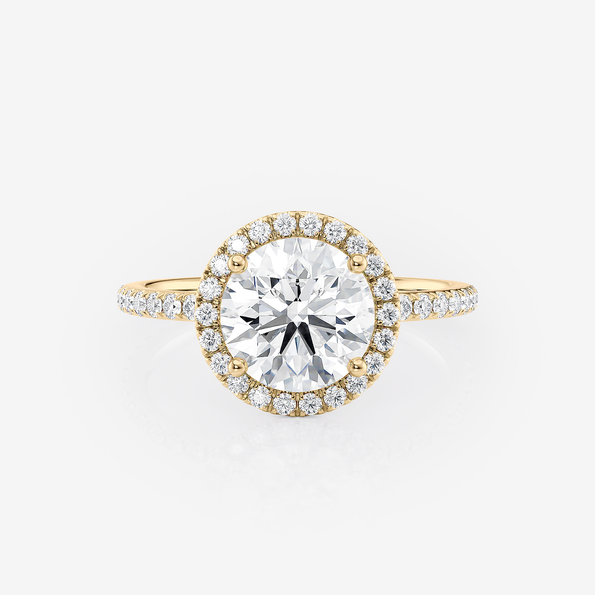 yellow Gold Round Halo Pave Lab Diamond Engagement Ring South Africa
