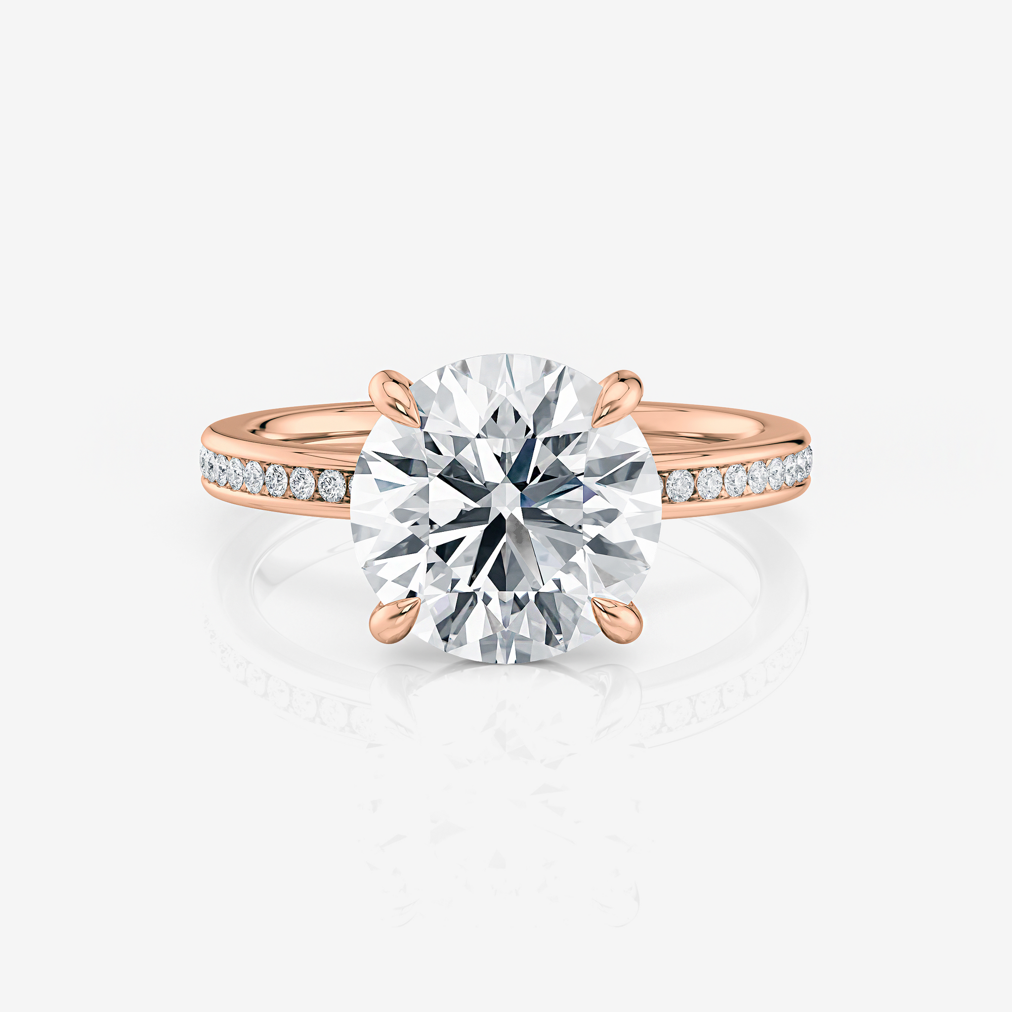 Round Rose Gold Channel Pave Lab Diamond Engagement Ring South Africa