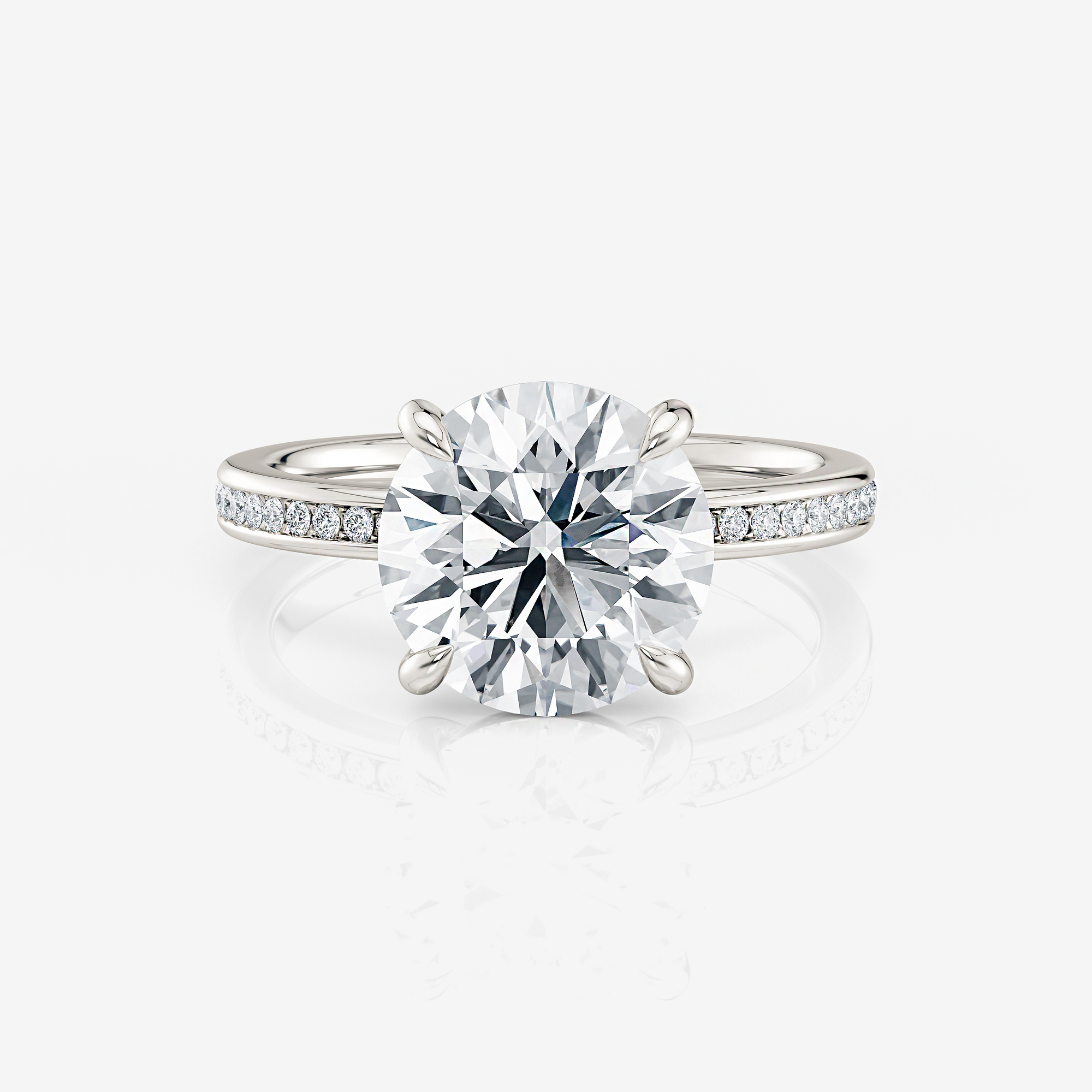 Round White Gold Channel Pave Lab Diamond Engagement Ring South Africa