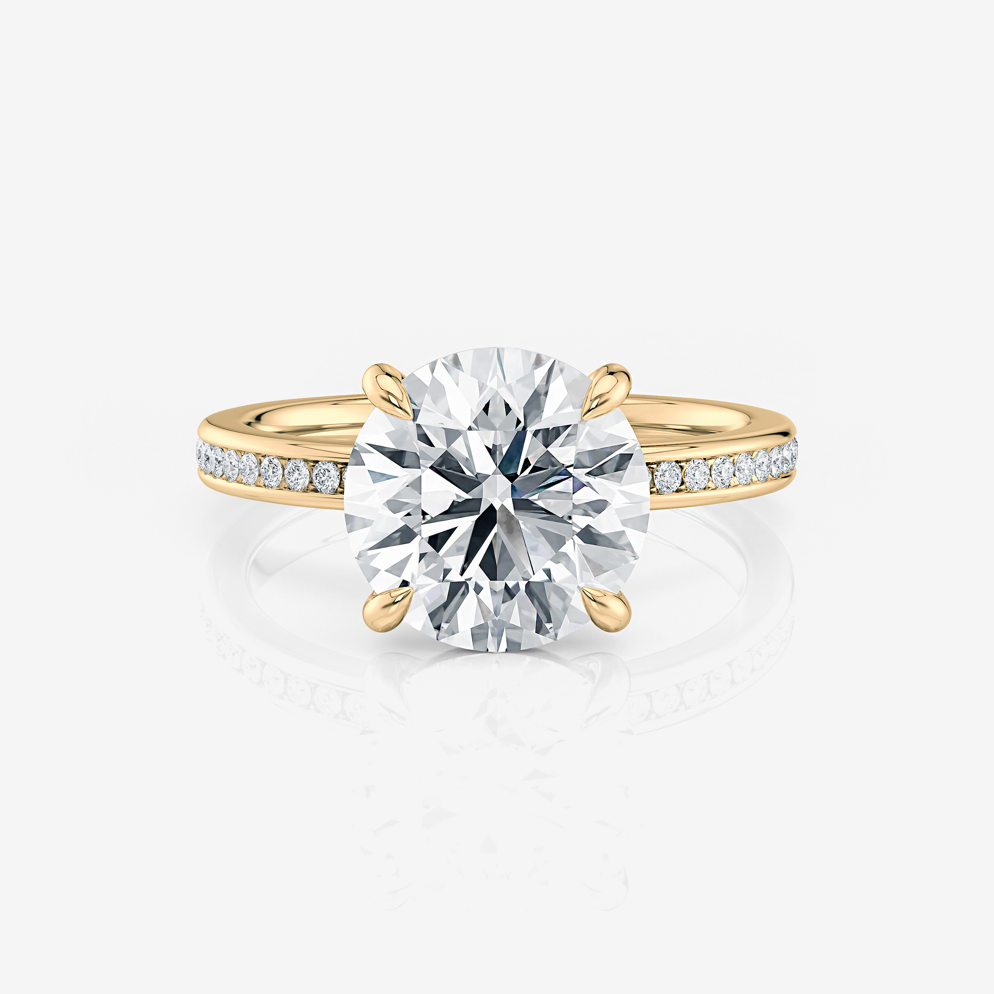 Round Channel Pave Lab Diamond Engagement Ring