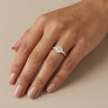 Trilogos Round Straight Baguette Trilogy Lab Diamond Engagement Ring