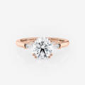 Trilogia Round Straight Baguette Trilogy Moissanite Engagement Ring