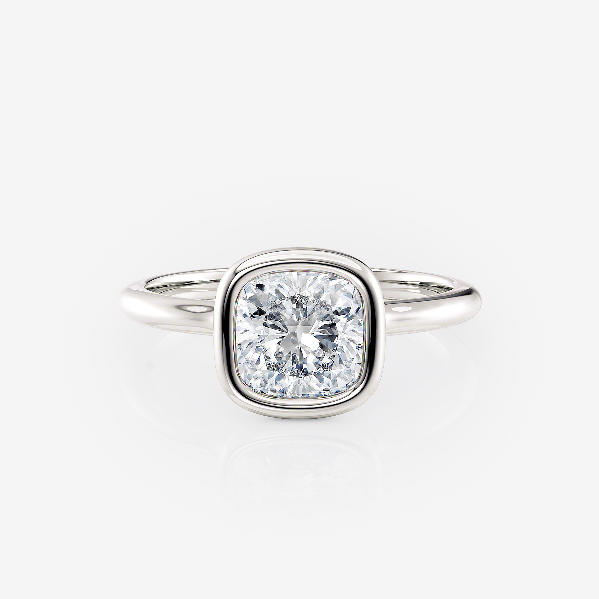 White gold Cushion Bezel Solitaire Lab Diamond Engagement Ring South Africa
