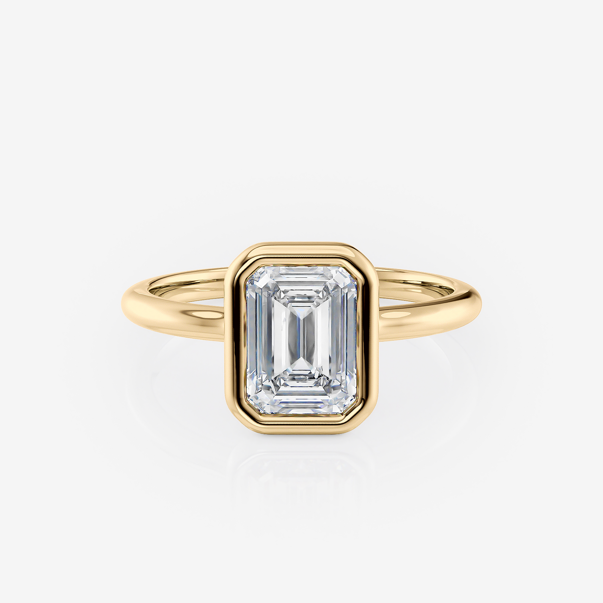 Emerald Bezel Solitaire Lab Diamond Engagement Ring