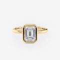 Emerald Bezel Solitaire Lab Diamond Engagement Ring