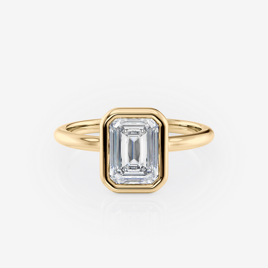 Emerald Bezel Solitaire Lab Diamond Engagement Ring