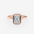 rose gold Emerald Bezel Solitaire Lab Diamond Engagement Ring