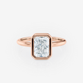 Rose gold radiant Cut Solitaire Bezel Lab Diamond Engagement Ring