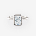 White gold radiant Cut Solitaire Bezel Lab Diamond Engagement Ring