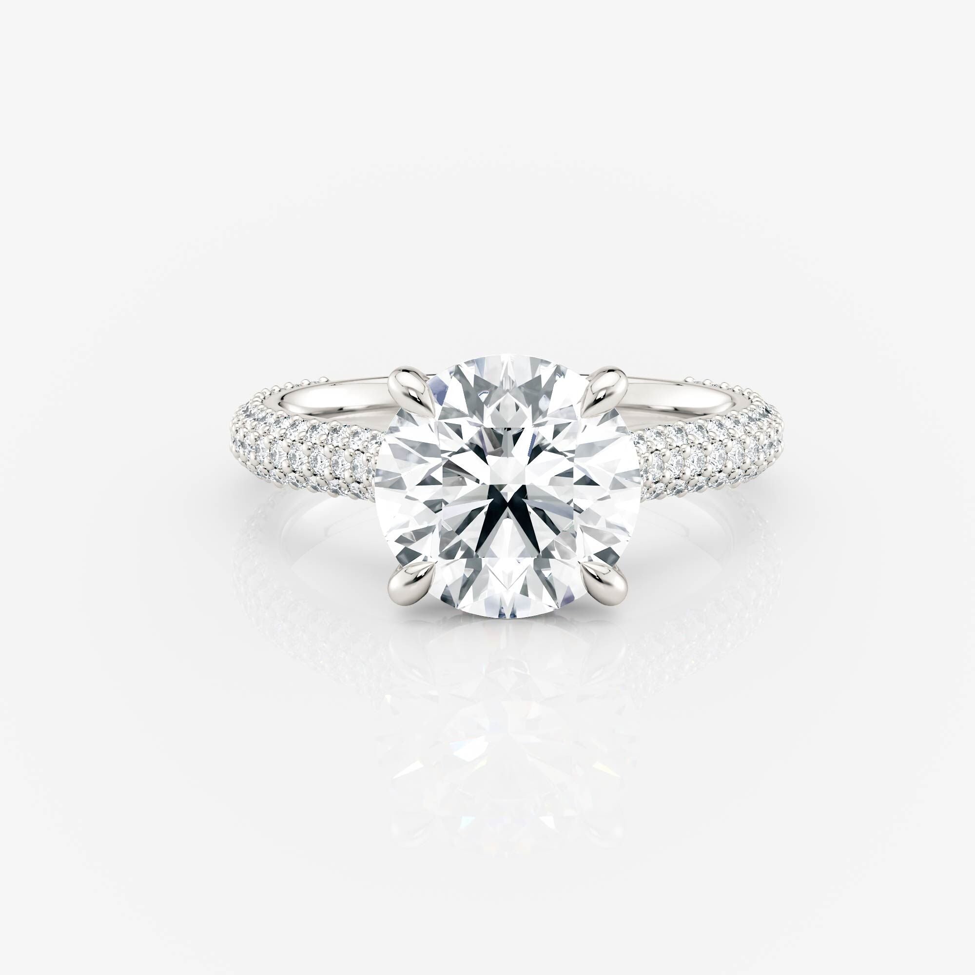 Round Triple Row Pavé Moissanite Engagement Ring 9ct white gold South Africa