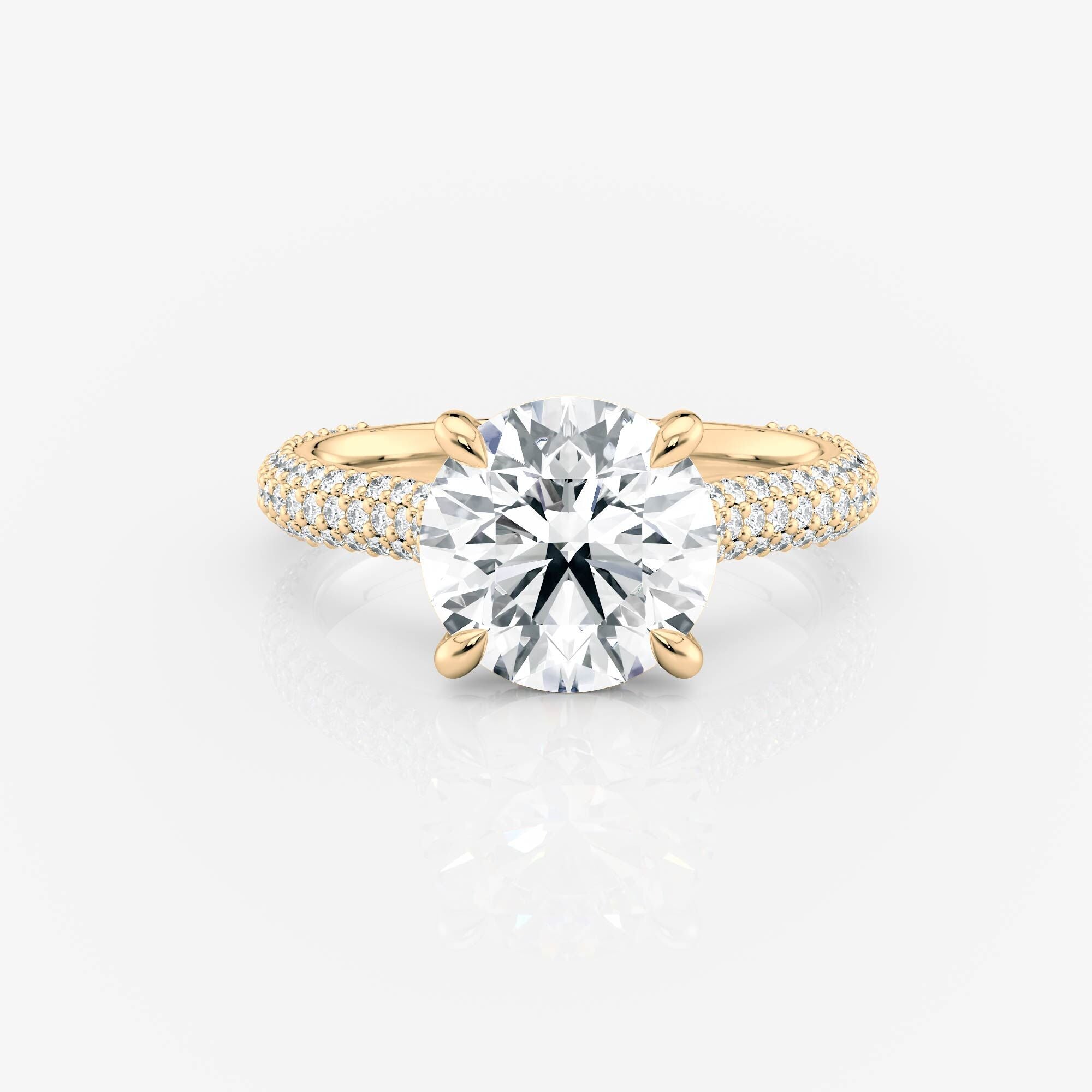Round Triple Row Pavé Moissanite Engagement Ring 9ct yellow gold South Africa