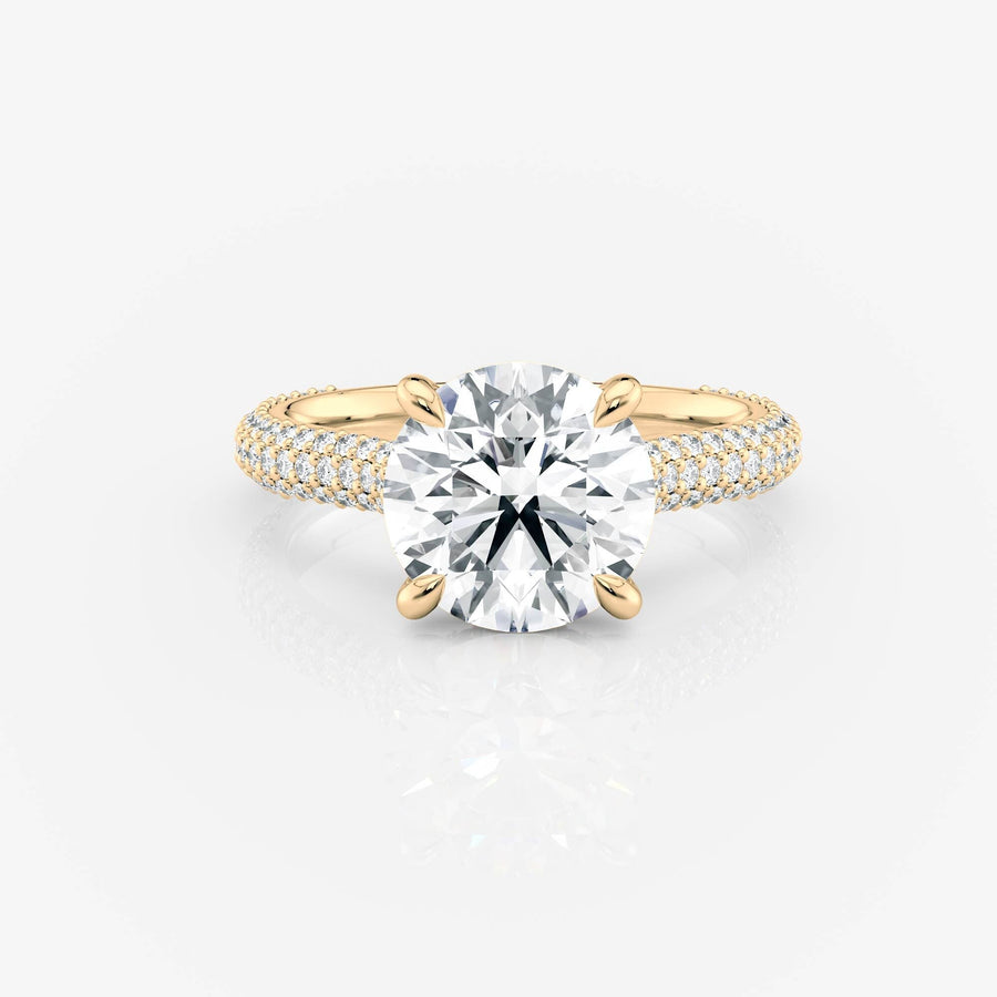 Round Triple Row Pavé Moissanite Engagement Ring 9ct yellow gold South Africa