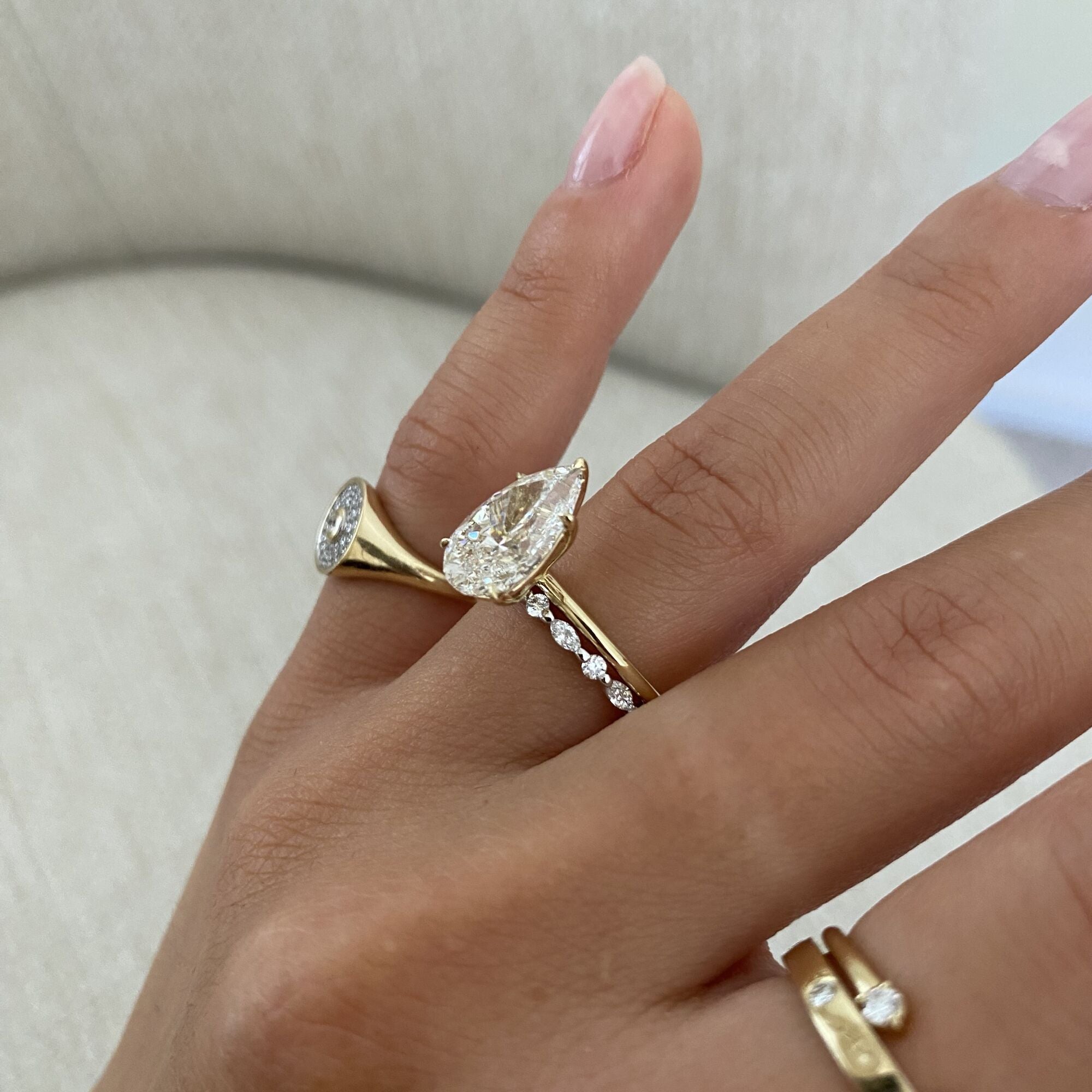 Round and Marquise Half Eternity Band | Lab Diamond