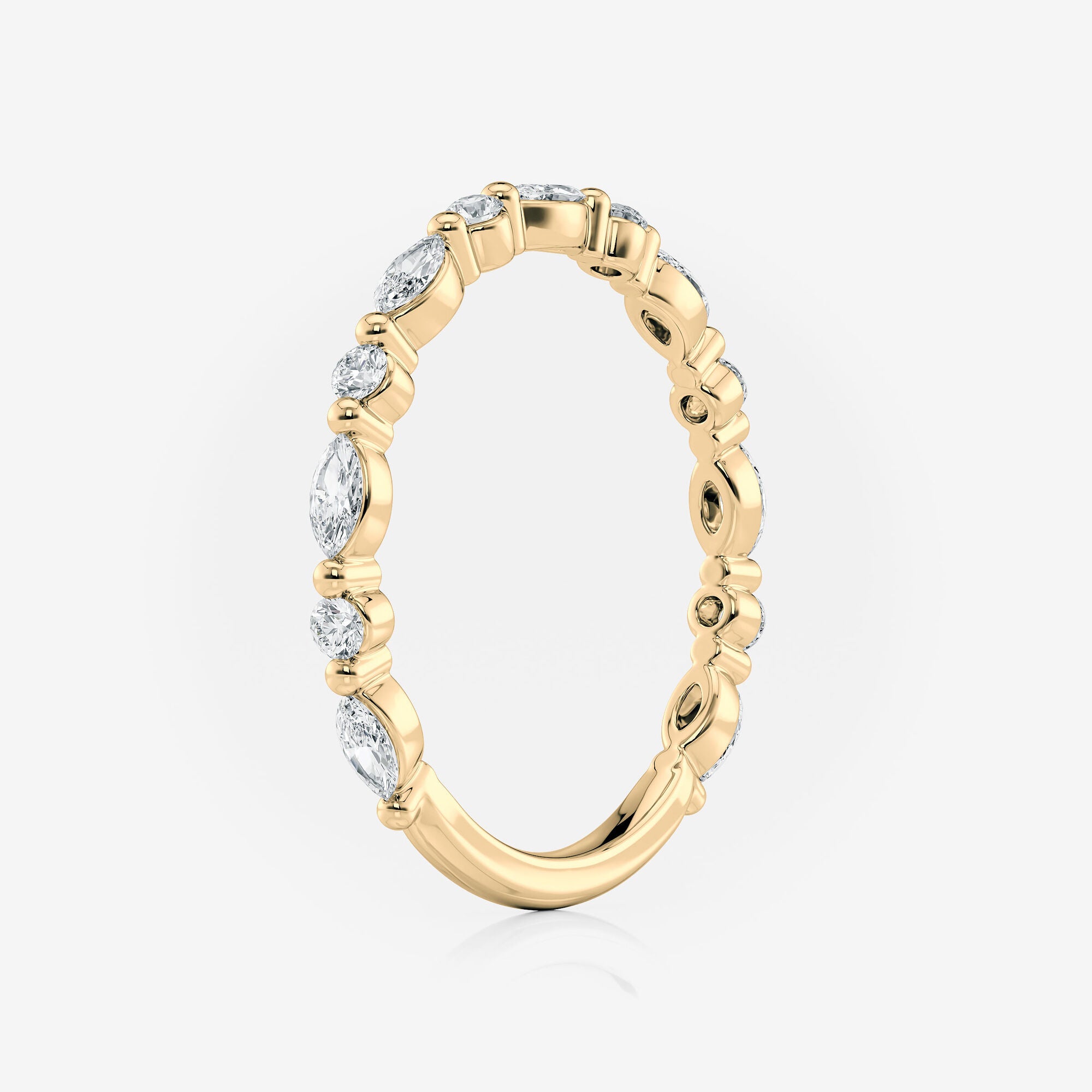 Round and Marquise Half Eternity Band | Lab Diamond