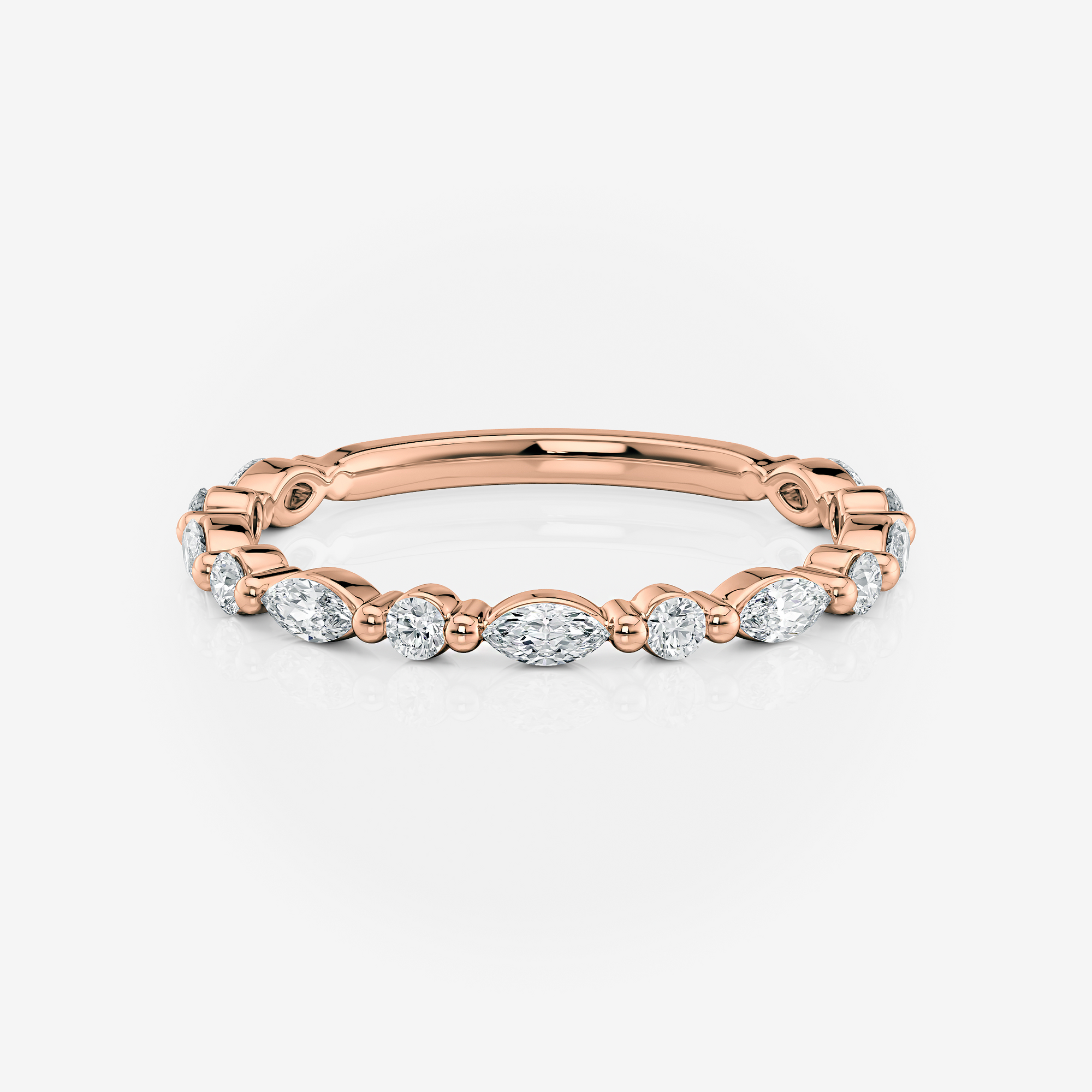Round and Marquise Half Eternity Band | Lab Diamond