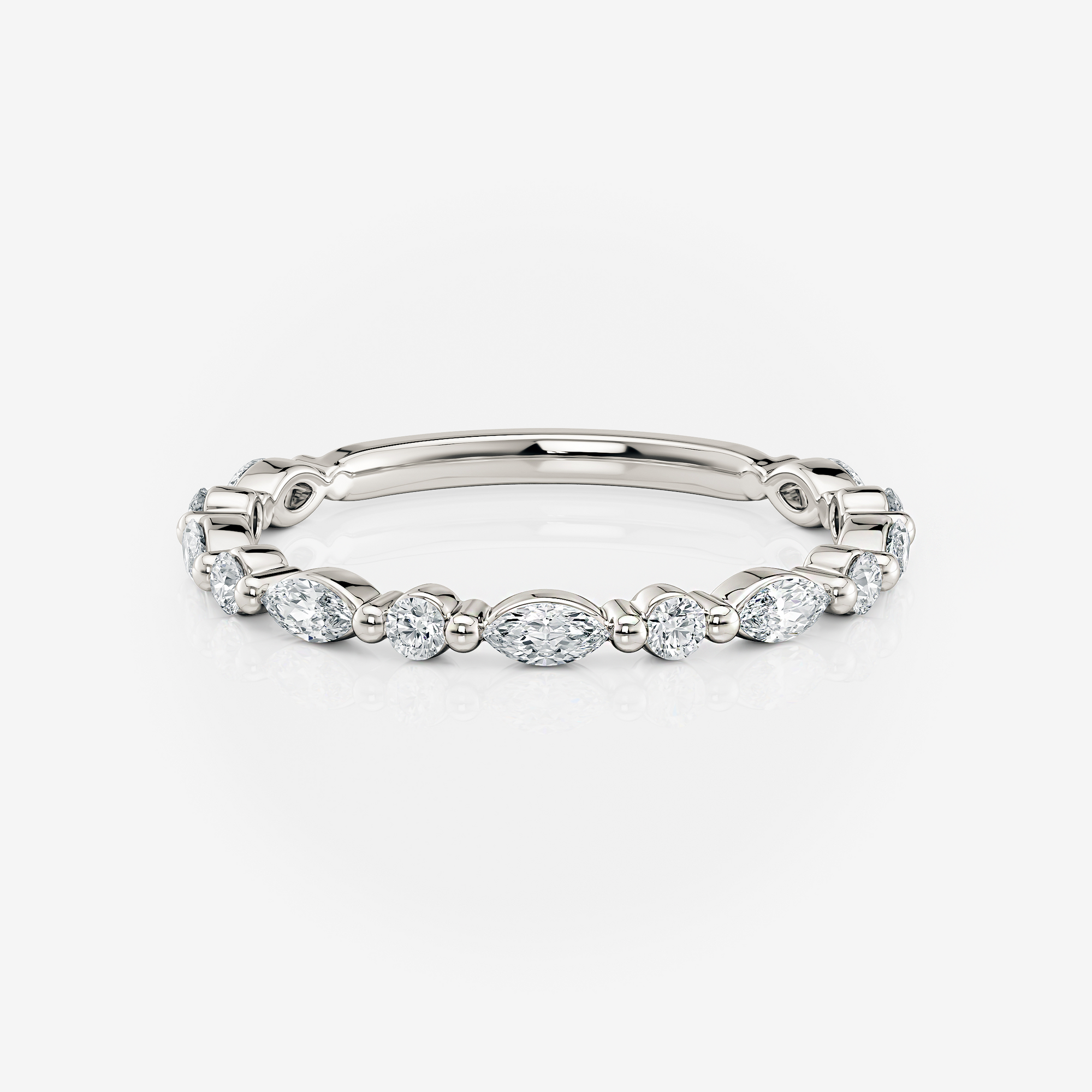 Round and Marquise Half Eternity Band | Lab Diamond