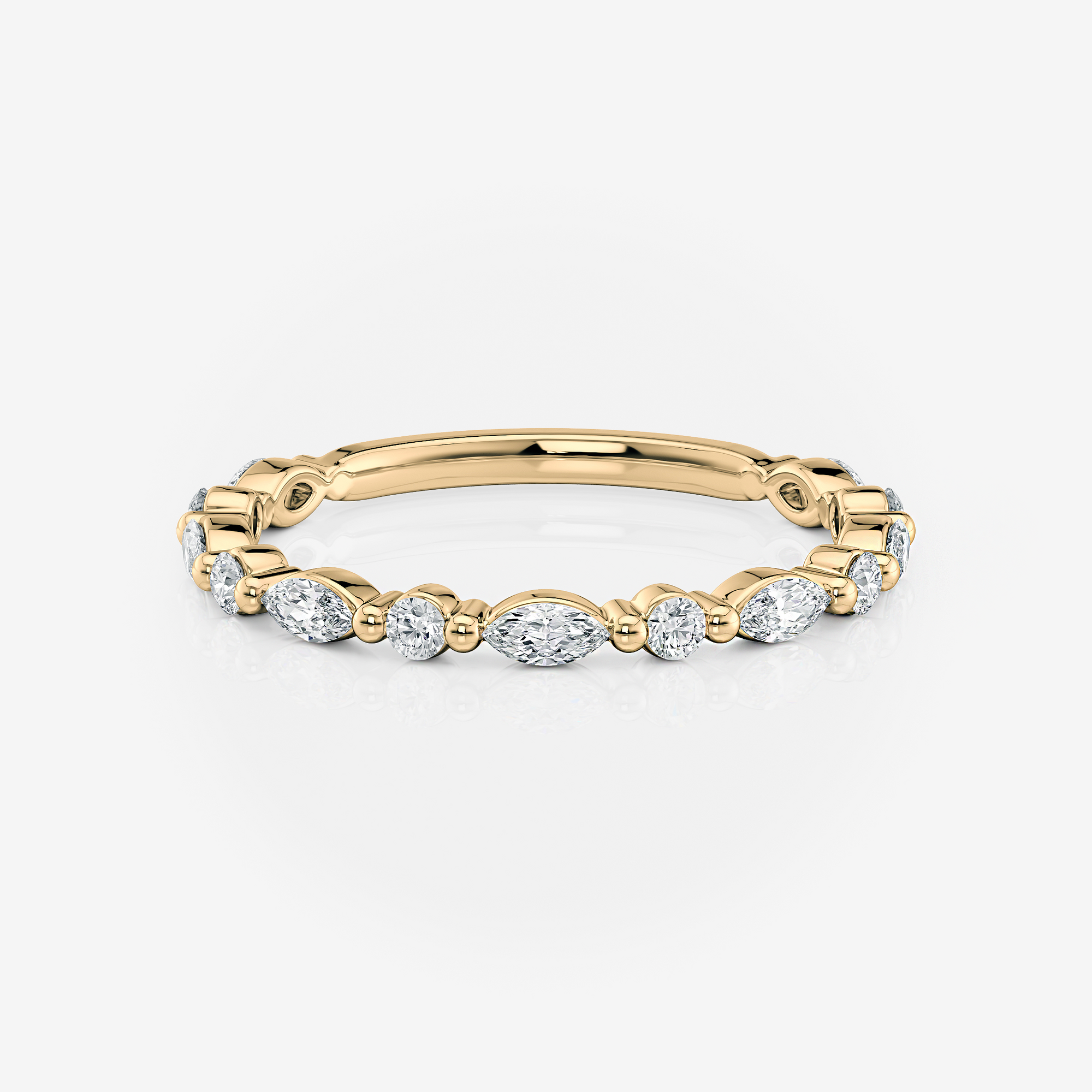 Round and Marquise Half Eternity Band | Lab Diamond